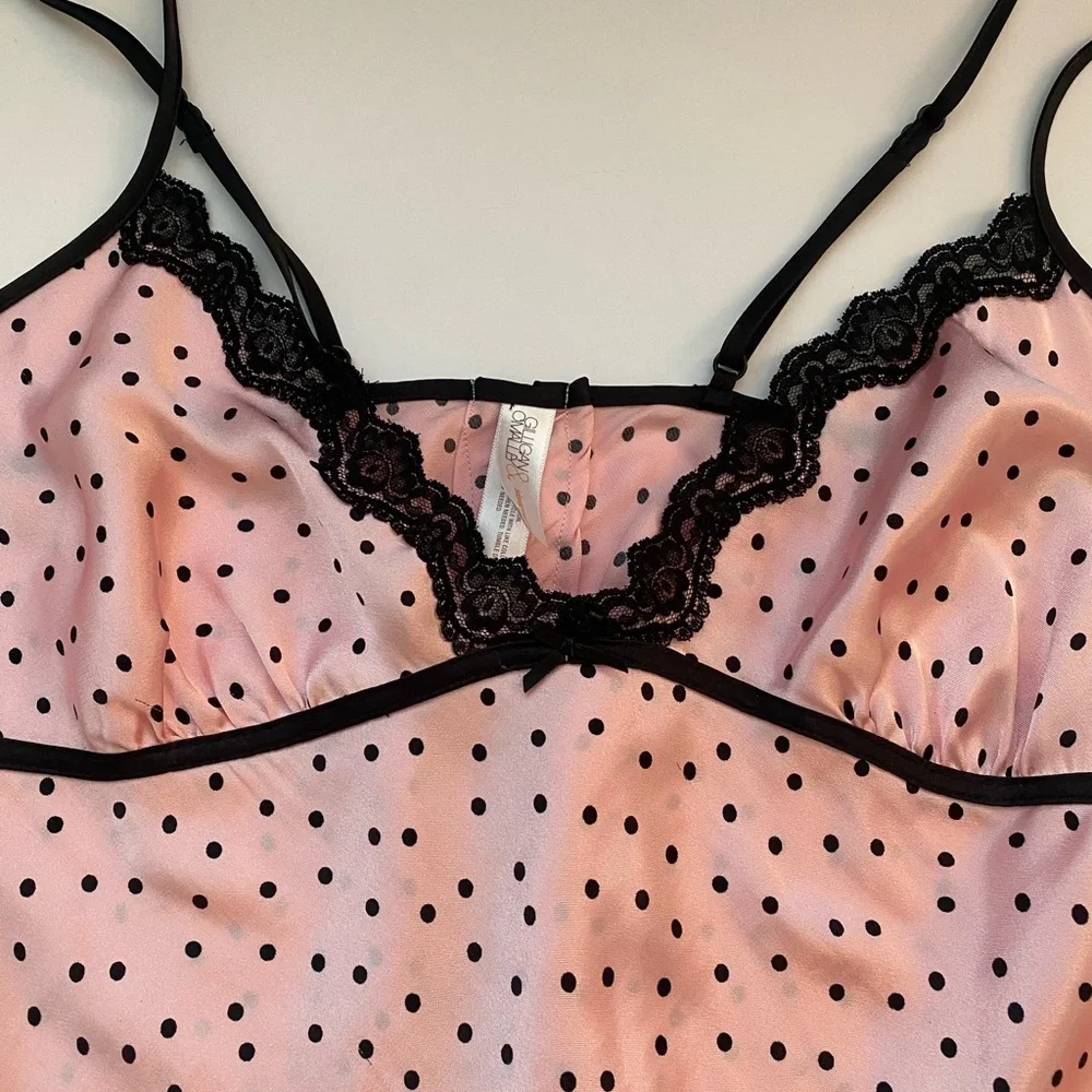 Gilligan & O’Malley pink and black polka dot slip - Picture 2 of 7